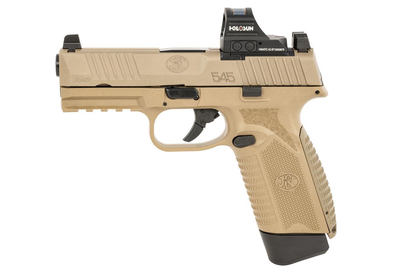 FNH 545 45 ACP FDE Semi-Automatic Pistol with Holosun 407C